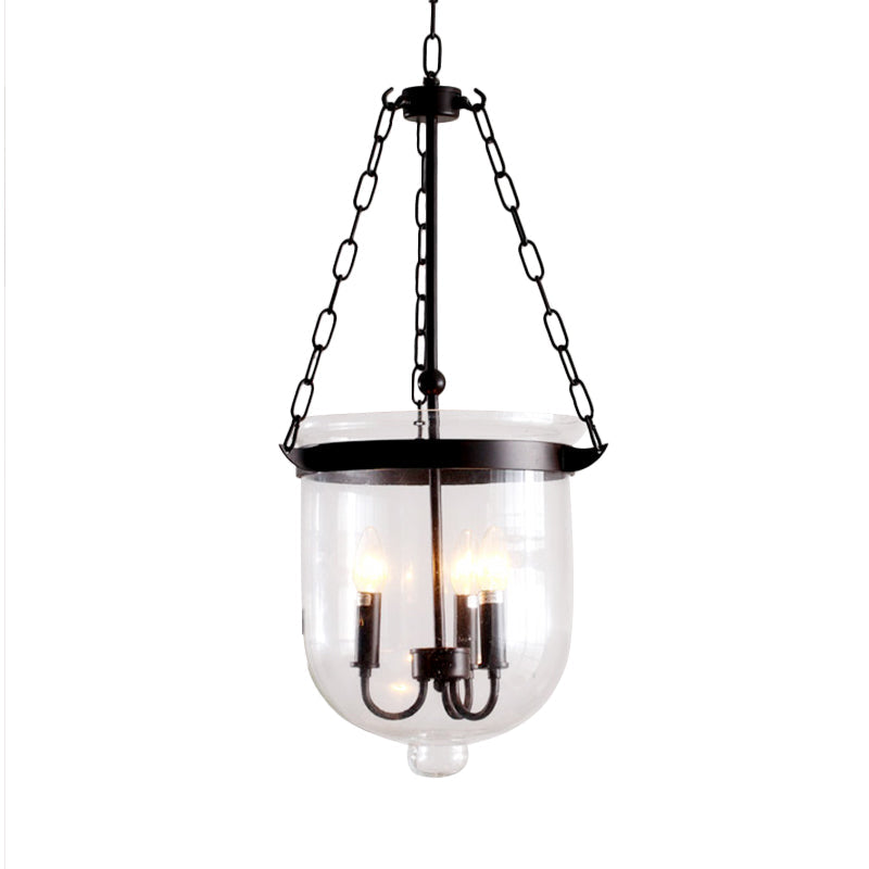 Birdun - Industrial 3-Light Suspension Chandelier with Clear Glass Urn Shade