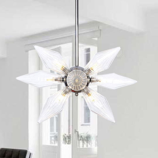 Diamond Clear/Amber Glass Chandelier - Industrial Kitchen Pendant Lighting Fixture (9/12/15 Heads) in Chrome/Gold