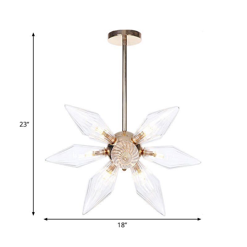 Diamond Clear/Amber Glass Chandelier - Industrial Kitchen Pendant Lighting Fixture (9/12/15 Heads) in Chrome/Gold