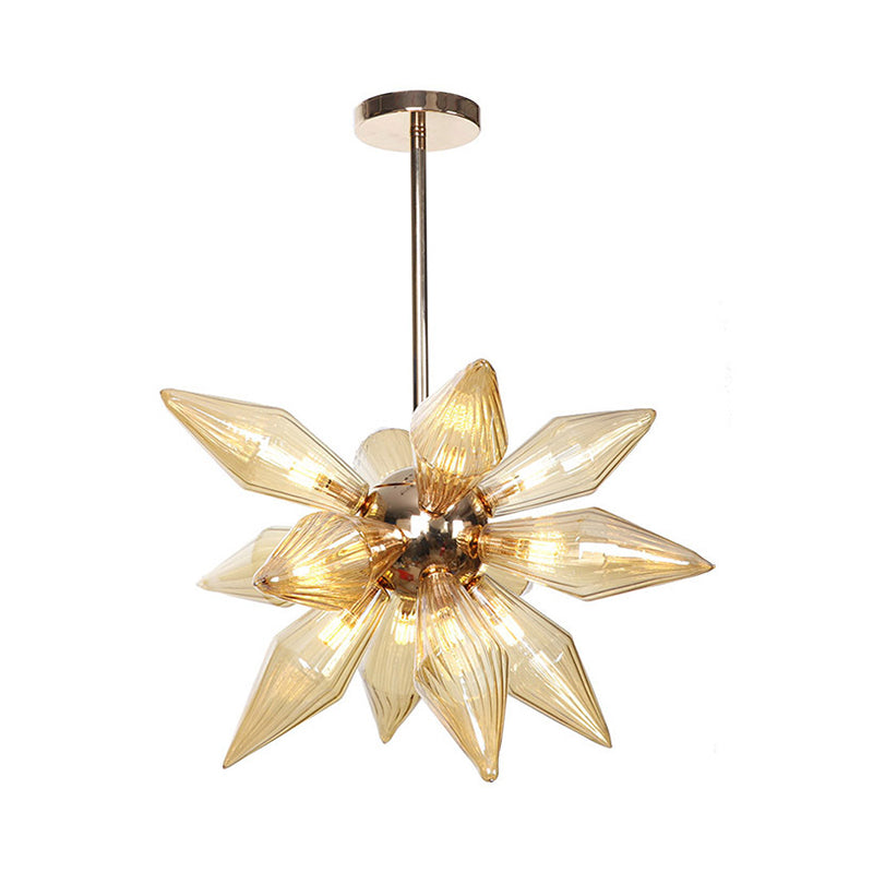 Industrial Diamond Clear/Amber Glass Chandelier With 9/12/15 Heads - Kitchen Pendant Lighting