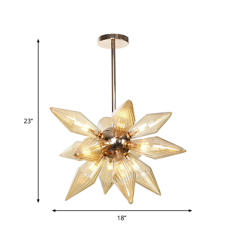 Industrial Diamond Clear/Amber Glass Chandelier With 9/12/15 Heads - Kitchen Pendant Lighting