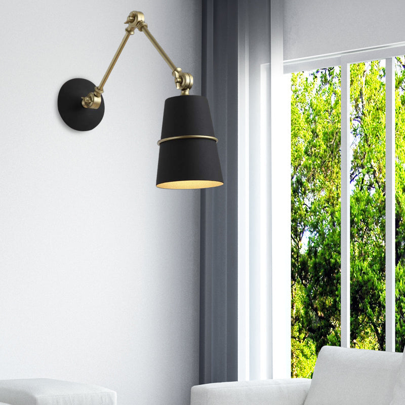 Modern Swing Arm Wall Light In Black/White For Hallway