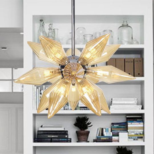 Industrial Diamond Clear/Amber Glass Chandelier With 9/12/15 Heads - Kitchen Pendant Lighting