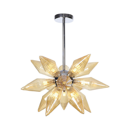 Industrial Diamond Clear/Amber Glass Chandelier With 9/12/15 Heads - Kitchen Pendant Lighting