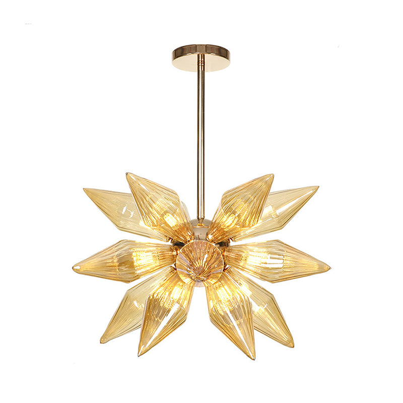 Industrial Diamond Clear/Amber Glass Chandelier With 9/12/15 Heads - Kitchen Pendant Lighting