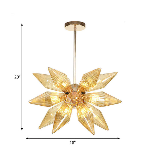 Industrial Diamond Clear/Amber Glass Chandelier With 9/12/15 Heads - Kitchen Pendant Lighting