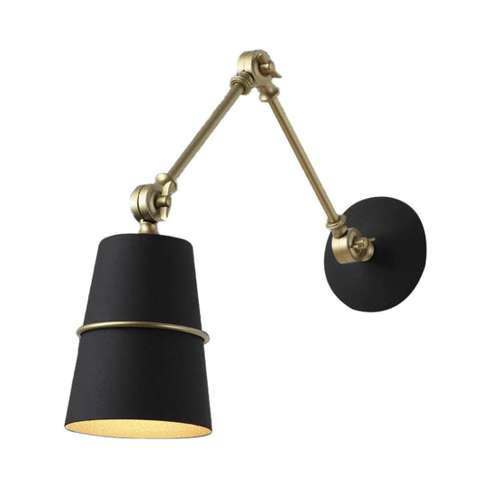 Modern Swing Arm Wall Light In Black/White For Hallway