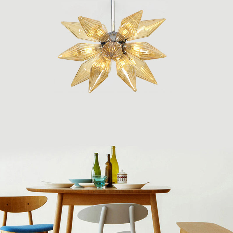 Industrial Diamond Clear/Amber Glass Chandelier With 9/12/15 Heads - Kitchen Pendant Lighting