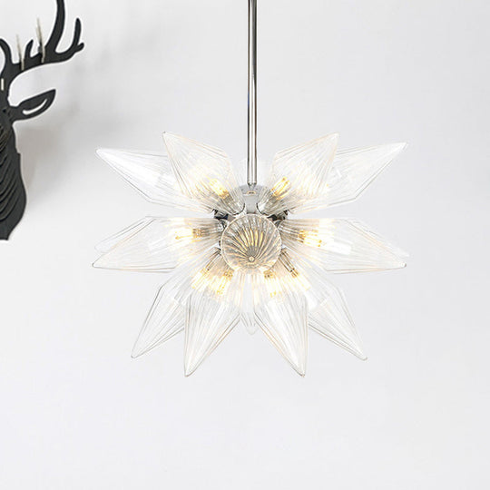 Industrial Diamond Clear/Amber Glass Chandelier With 9/12/15 Heads - Kitchen Pendant Lighting