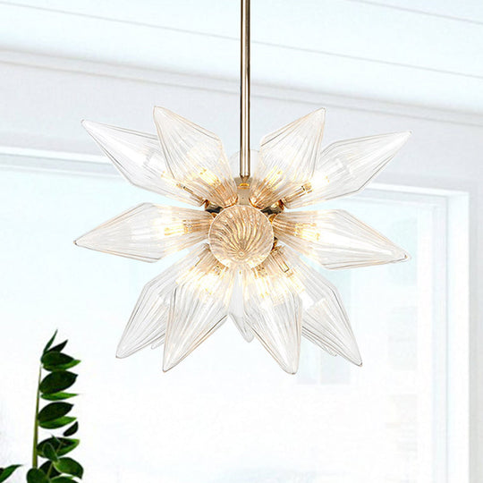 Industrial Diamond Clear/Amber Glass Chandelier With 9/12/15 Heads - Kitchen Pendant Lighting