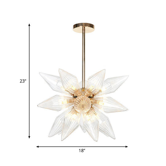 Industrial Diamond Clear/Amber Glass Chandelier With 9/12/15 Heads - Kitchen Pendant Lighting