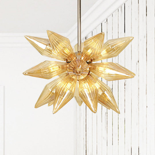 Industrial Diamond Clear/Amber Glass Chandelier With 9/12/15 Heads - Kitchen Pendant Lighting