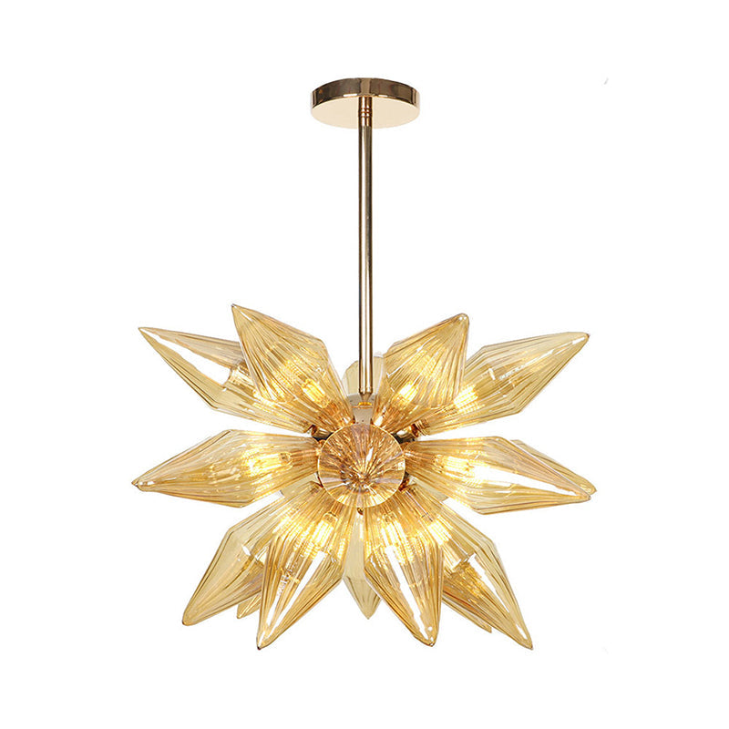 Industrial Diamond Clear/Amber Glass Chandelier With 9/12/15 Heads - Kitchen Pendant Lighting