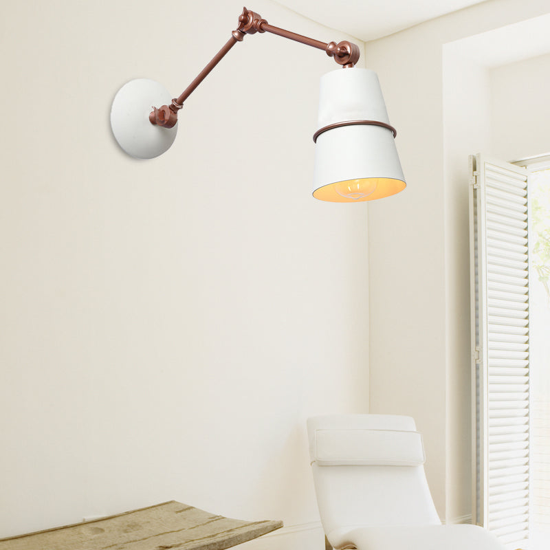 Modern Swing Arm Wall Light In Black/White For Hallway White