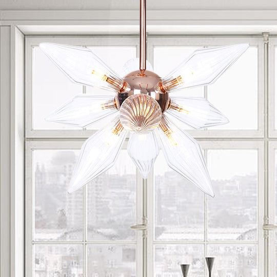 Sputnik Clear/Amber Glass Chandelier - 9/12/15 Bulbs - Brass/Copper Finish - Living Room Lighting Fixture