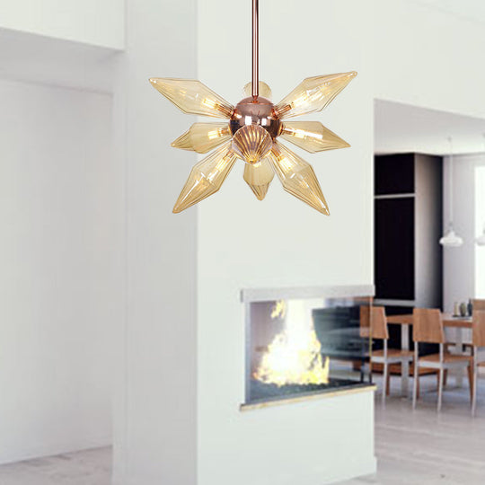 Sputnik Clear/Amber Glass Chandelier - Brass/Copper Finish 9/12/15 Bulbs Living Room Lighting