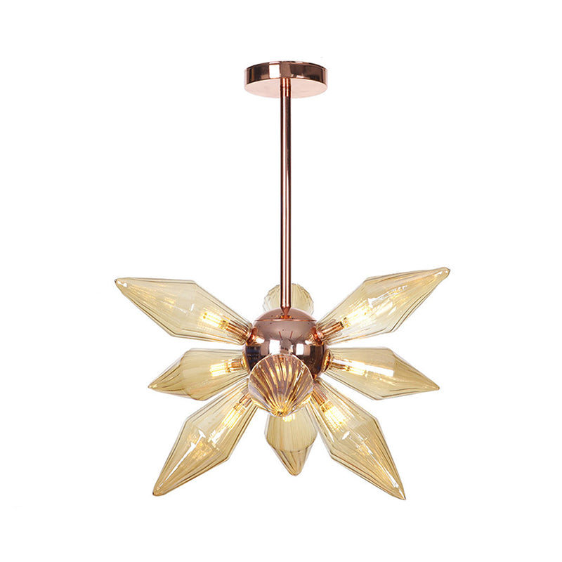 Sputnik Clear/Amber Glass Chandelier - 9/12/15 Bulbs - Brass/Copper Finish - Living Room Lighting Fixture