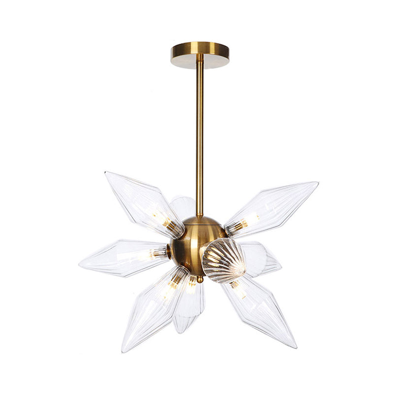 Sputnik Clear/Amber Glass Chandelier - 9/12/15 Bulbs - Brass/Copper Finish - Living Room Lighting Fixture