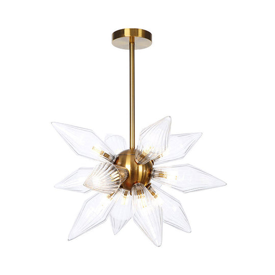 Sputnik Clear/Amber Glass Chandelier - 9/12/15 Bulbs - Brass/Copper Finish - Living Room Lighting Fixture