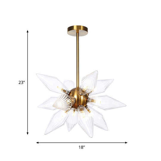 Sputnik Clear/Amber Glass Chandelier - 9/12/15 Bulbs - Brass/Copper Finish - Living Room Lighting Fixture