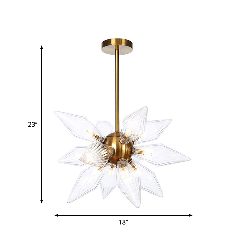 Sputnik Clear/Amber Glass Chandelier - Brass/Copper Finish 9/12/15 Bulbs Living Room Lighting