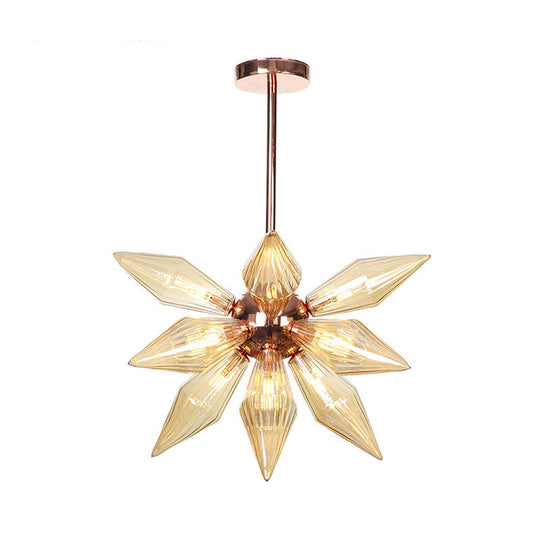 Sputnik Clear/Amber Glass Chandelier - 9/12/15 Bulbs - Brass/Copper Finish - Living Room Lighting Fixture