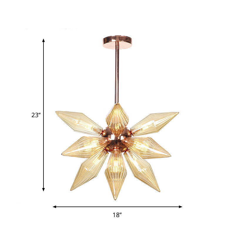 Sputnik Clear/Amber Glass Chandelier - 9/12/15 Bulbs - Brass/Copper Finish - Living Room Lighting Fixture