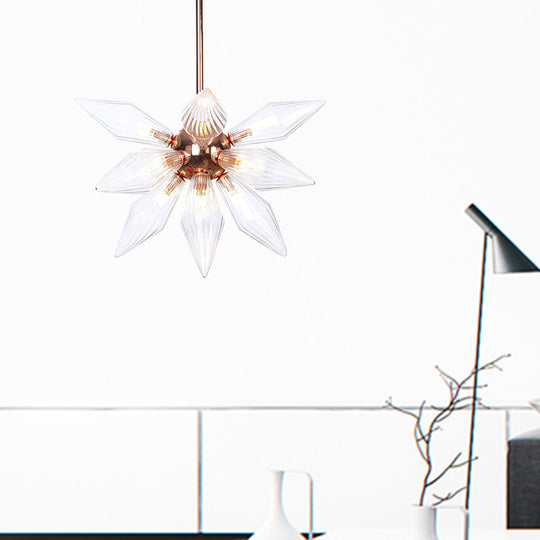 Sputnik Clear/Amber Glass Chandelier - 9/12/15 Bulbs - Brass/Copper Finish - Living Room Lighting Fixture