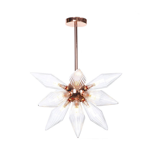 Sputnik Clear/Amber Glass Chandelier - 9/12/15 Bulbs - Brass/Copper Finish - Living Room Lighting Fixture