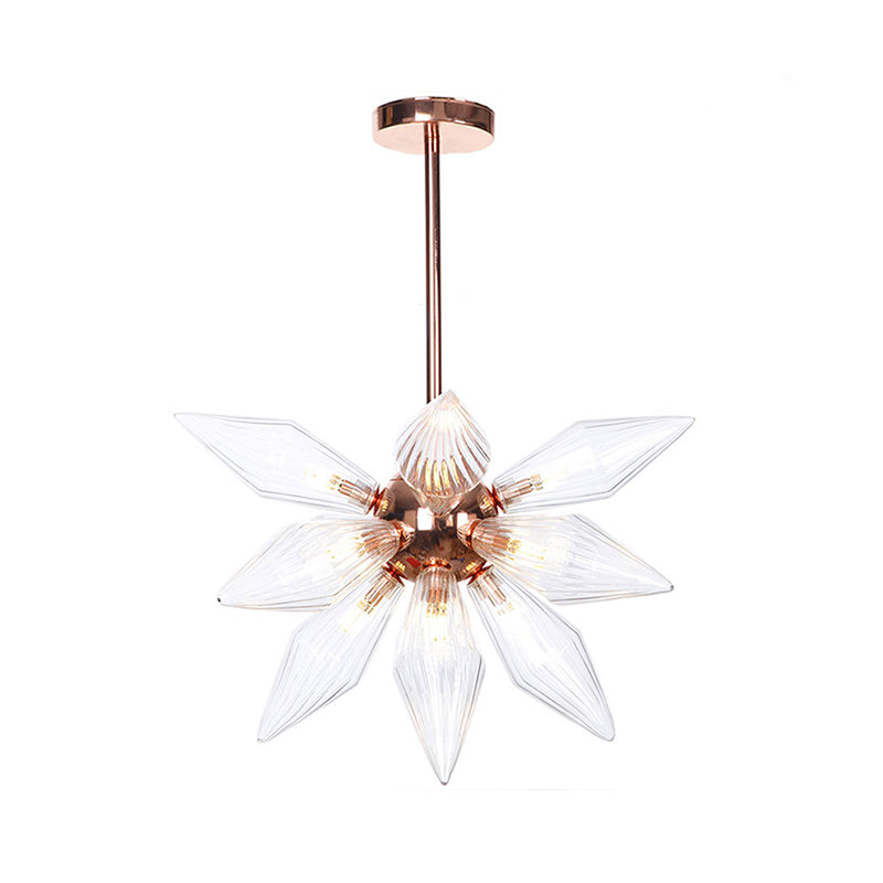 Sputnik Clear/Amber Glass Chandelier - Brass/Copper Finish 9/12/15 Bulbs Living Room Lighting