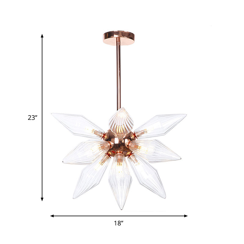 Sputnik Clear/Amber Glass Chandelier - 9/12/15 Bulbs - Brass/Copper Finish - Living Room Lighting Fixture