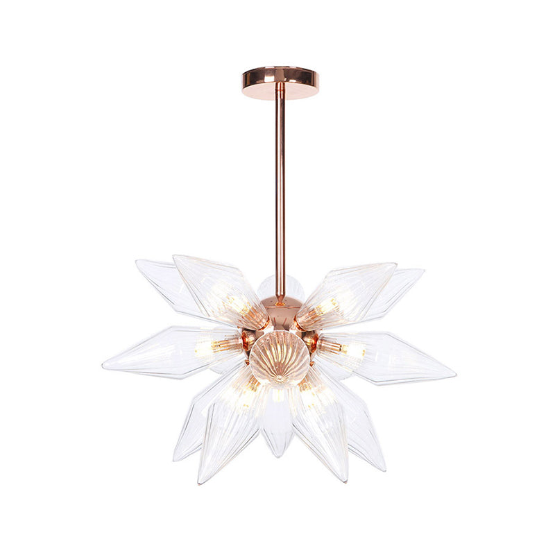 Sputnik Clear/Amber Glass Chandelier - Brass/Copper Finish 9/12/15 Bulbs Living Room Lighting