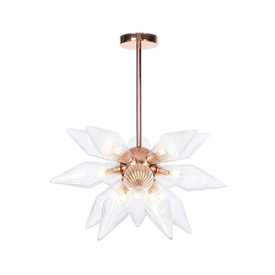 Sputnik Clear/Amber Glass Chandelier - Brass/Copper Finish 9/12/15 Bulbs Living Room Lighting