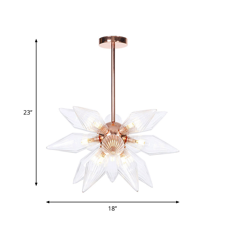 Sputnik Clear/Amber Glass Chandelier - 9/12/15 Bulbs - Brass/Copper Finish - Living Room Lighting Fixture