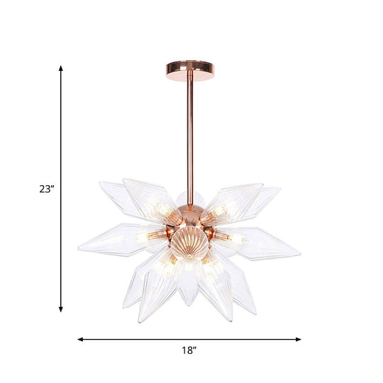 Sputnik Clear/Amber Glass Chandelier - 9/12/15 Bulbs - Brass/Copper Finish - Living Room Lighting Fixture