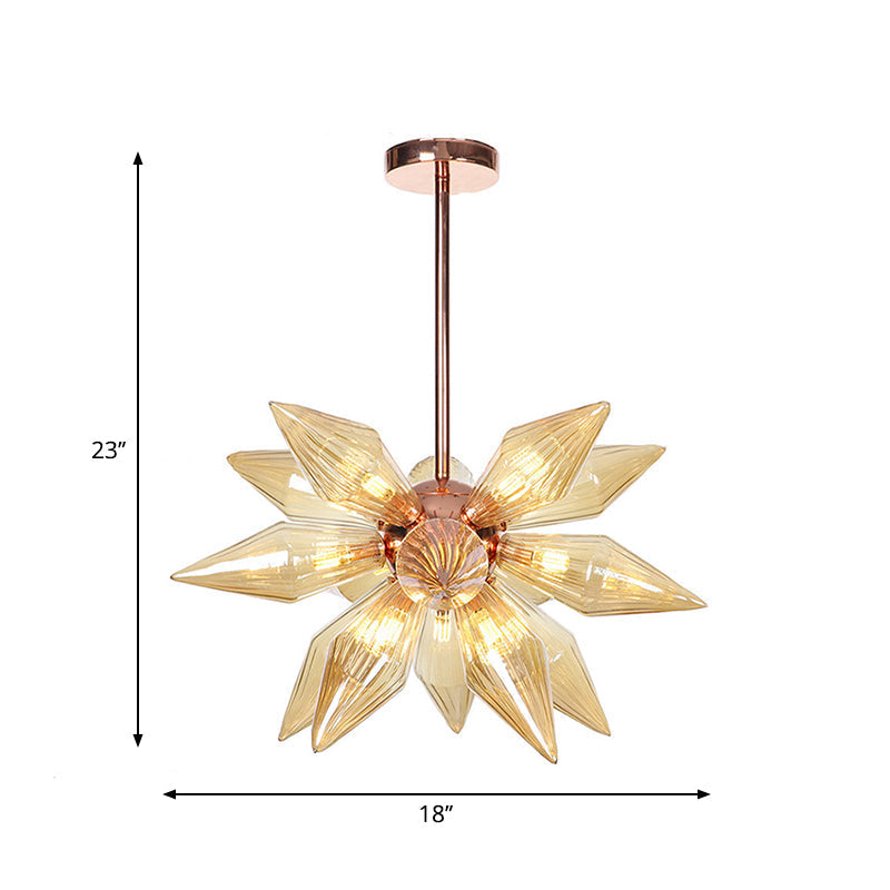 Sputnik Clear/Amber Glass Chandelier - 9/12/15 Bulbs - Brass/Copper Finish - Living Room Lighting Fixture