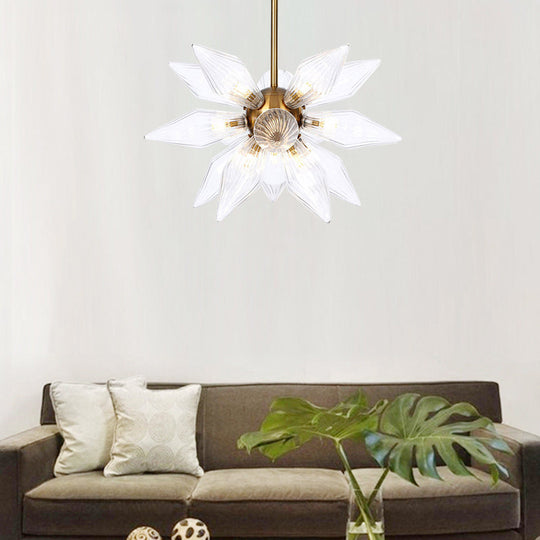 Sputnik Clear/Amber Glass Chandelier - 9/12/15 Bulbs - Brass/Copper Finish - Living Room Lighting Fixture