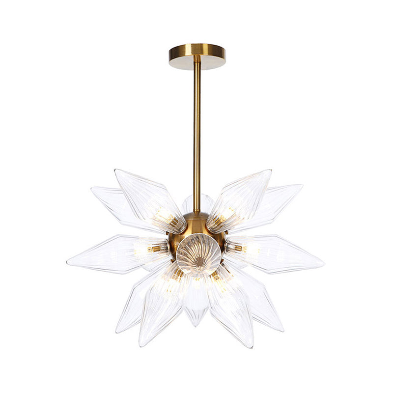 Sputnik Clear/Amber Glass Chandelier - 9/12/15 Bulbs - Brass/Copper Finish - Living Room Lighting Fixture