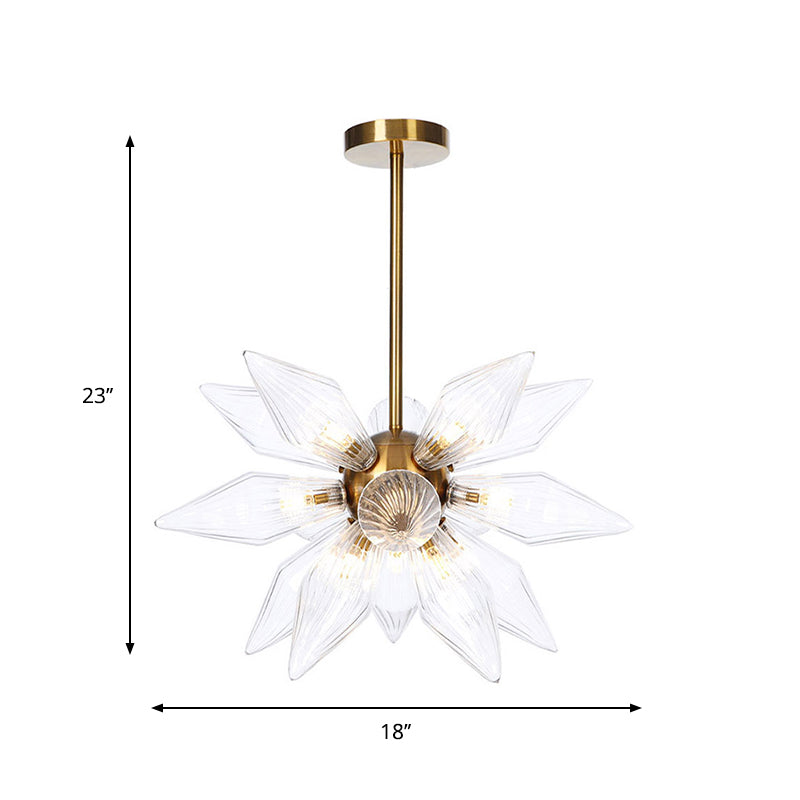 Sputnik Clear/Amber Glass Chandelier - 9/12/15 Bulbs - Brass/Copper Finish - Living Room Lighting Fixture