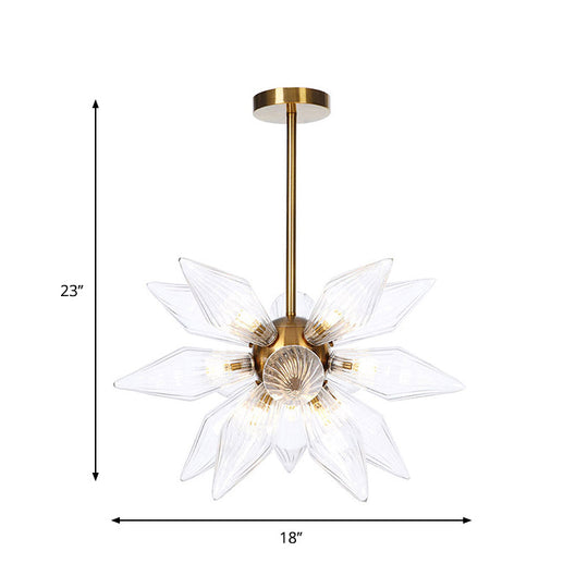 Sputnik Clear/Amber Glass Chandelier - Brass/Copper Finish 9/12/15 Bulbs Living Room Lighting