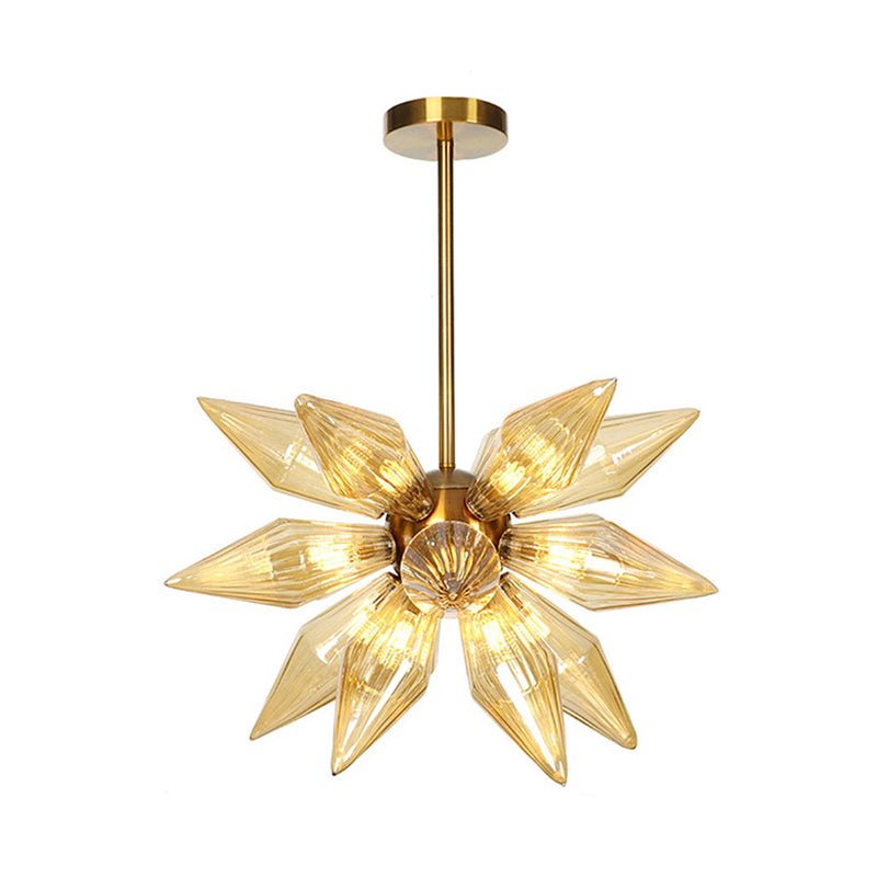 Sputnik Clear/Amber Glass Chandelier - 9/12/15 Bulbs - Brass/Copper Finish - Living Room Lighting Fixture