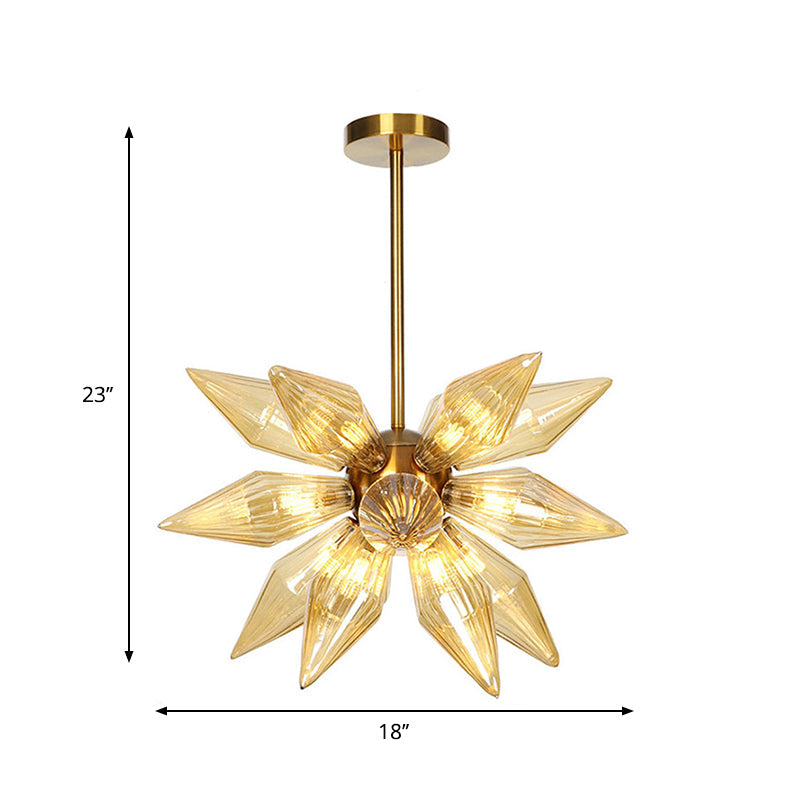 Sputnik Clear/Amber Glass Chandelier - 9/12/15 Bulbs - Brass/Copper Finish - Living Room Lighting Fixture