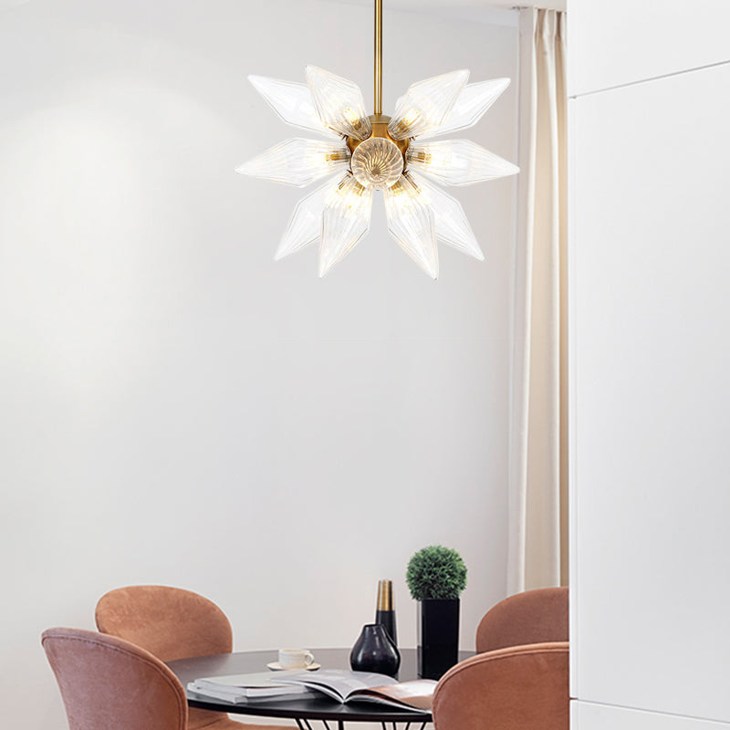 Sputnik Clear/Amber Glass Chandelier - Brass/Copper Finish 9/12/15 Bulbs Living Room Lighting