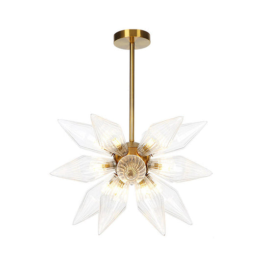 Sputnik Clear/Amber Glass Chandelier - 9/12/15 Bulbs - Brass/Copper Finish - Living Room Lighting Fixture