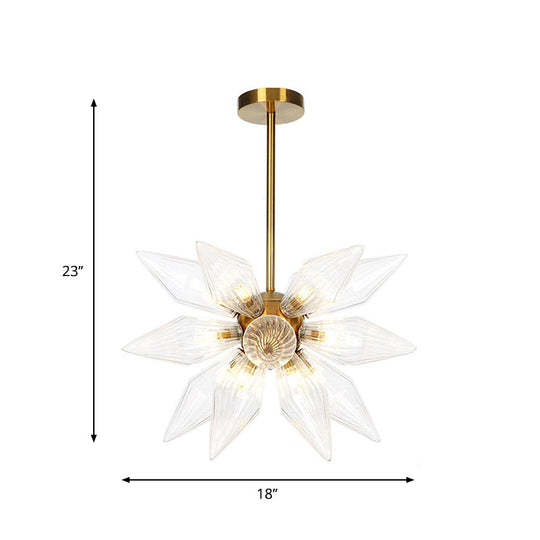 Sputnik Clear/Amber Glass Chandelier - 9/12/15 Bulbs - Brass/Copper Finish - Living Room Lighting Fixture