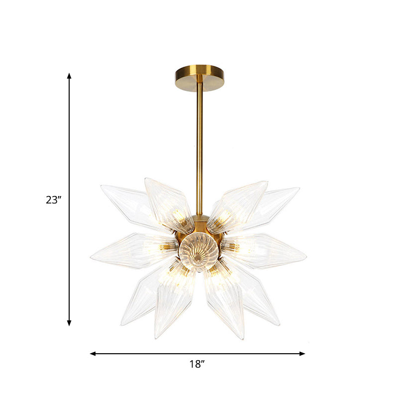 Sputnik Clear/Amber Glass Chandelier - Brass/Copper Finish 9/12/15 Bulbs Living Room Lighting