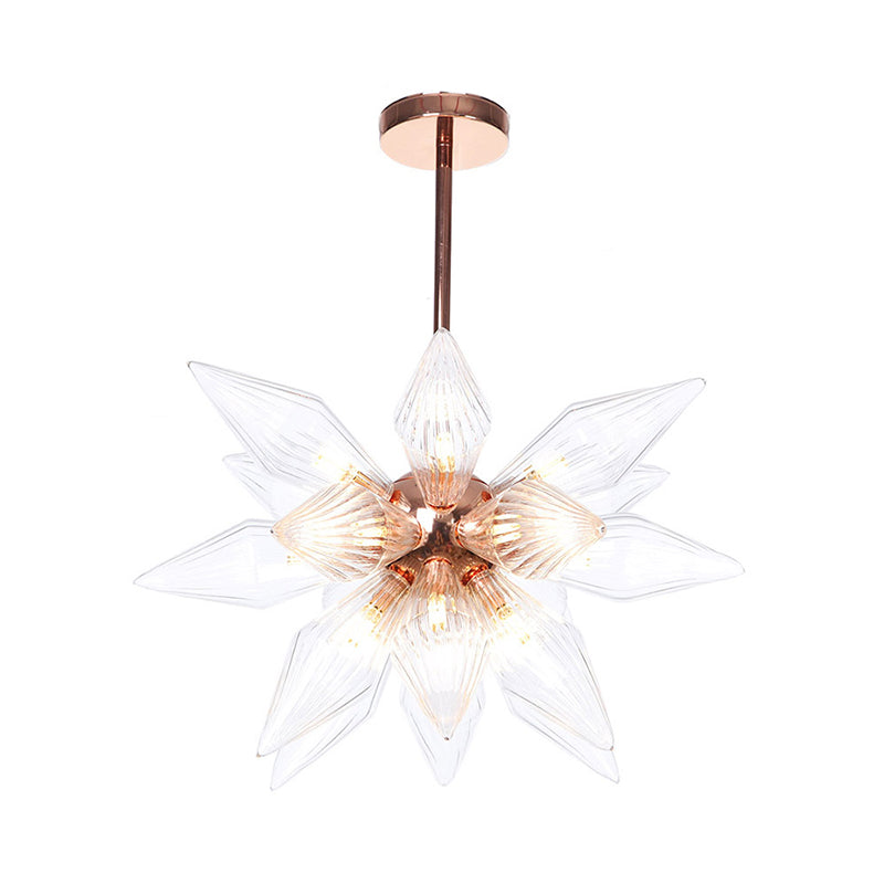 Sputnik Clear/Amber Glass Chandelier - 9/12/15 Bulbs - Brass/Copper Finish - Living Room Lighting Fixture