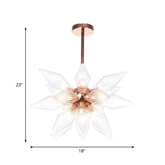 Sputnik Clear/Amber Glass Chandelier - 9/12/15 Bulbs - Brass/Copper Finish - Living Room Lighting Fixture