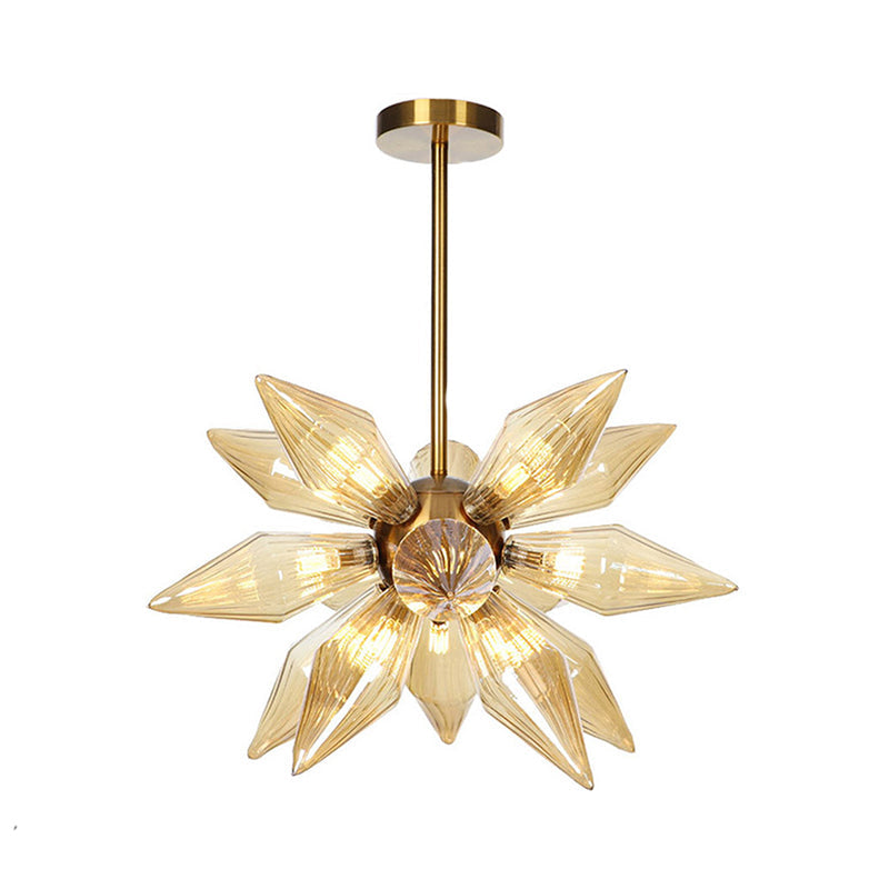 Sputnik Clear/Amber Glass Chandelier - Brass/Copper Finish 9/12/15 Bulbs Living Room Lighting