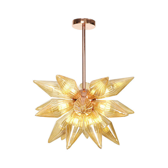 Sputnik Clear/Amber Glass Chandelier - 9/12/15 Bulbs - Brass/Copper Finish - Living Room Lighting Fixture